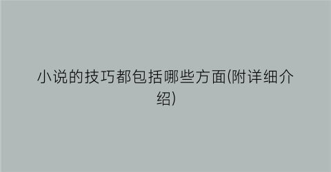 小说的技巧都包括哪些方面(附详细介绍)