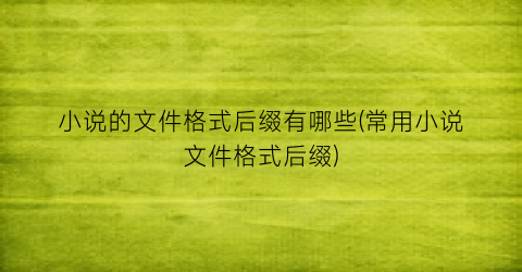 小说的文件格式后缀有哪些(常用小说文件格式后缀)