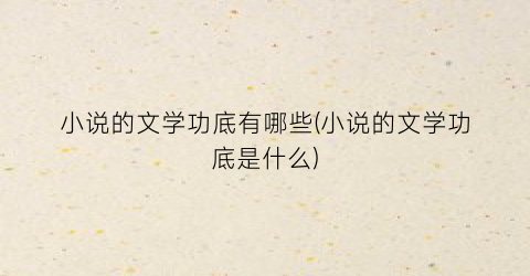小说的文学功底有哪些(小说的文学功底是什么)