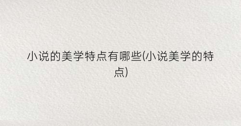 小说的美学特点有哪些(小说美学的特点)