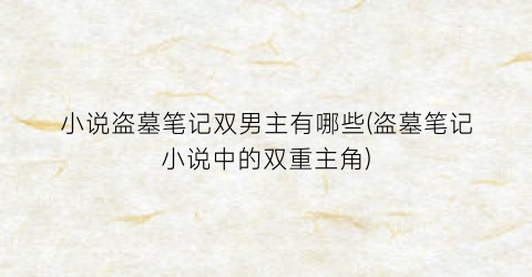 小说盗墓笔记双男主有哪些(盗墓笔记小说中的双重主角)