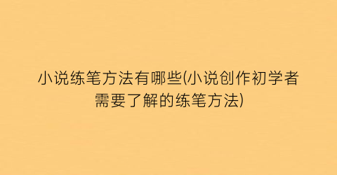 小说练笔方法有哪些(小说创作初学者需要了解的练笔方法)