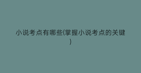 小说考点有哪些(掌握小说考点的关键)