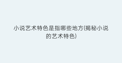 小说艺术特色是指哪些地方(揭秘小说的艺术特色)