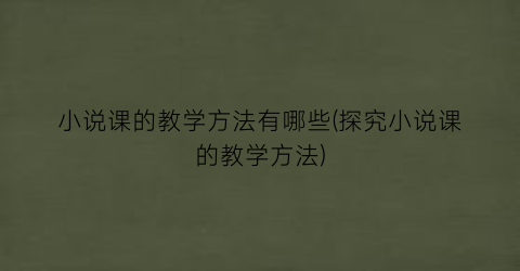 小说课的教学方法有哪些(探究小说课的教学方法)