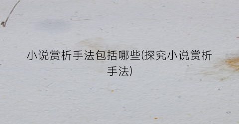 小说赏析手法包括哪些(探究小说赏析手法)