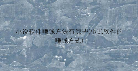小说软件赚钱方法有哪些(小说软件的赚钱方式)
