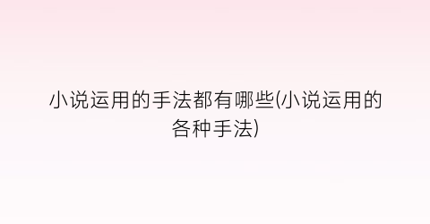 小说运用的手法都有哪些(小说运用的各种手法)