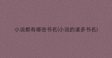 小说都有哪些书名(小说的诸多书名)