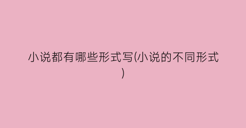 小说都有哪些形式写(小说的不同形式)
