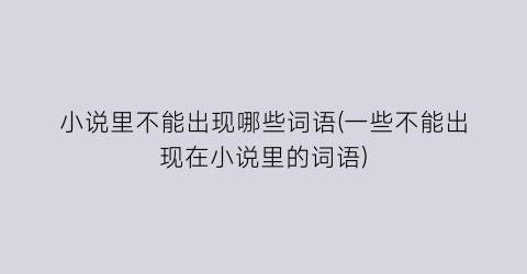 小说里不能出现哪些词语(一些不能出现在小说里的词语)