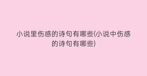 小说里伤感的诗句有哪些(小说中伤感的诗句有哪些)