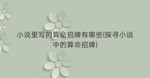 小说里写的算命招牌有哪些(探寻小说中的算命招牌)