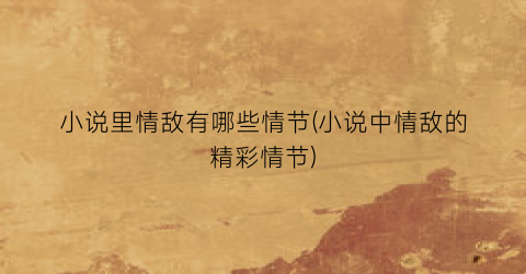 小说里情敌有哪些情节(小说中情敌的精彩情节)
