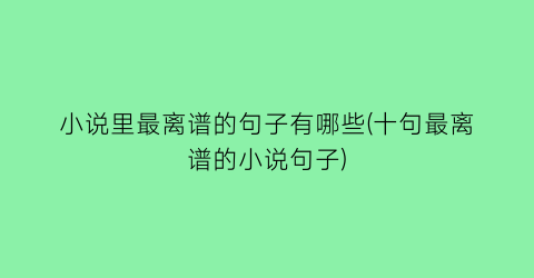 小说里最离谱的句子有哪些(十句最离谱的小说句子)
