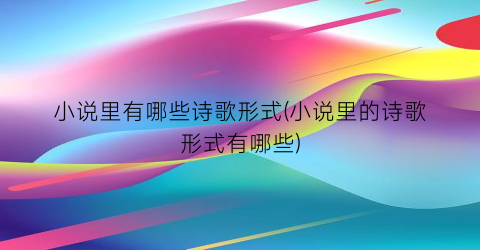 小说里有哪些诗歌形式(小说里的诗歌形式有哪些)