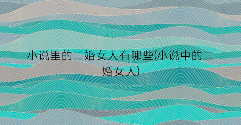 小说里的二婚女人有哪些(小说中的二婚女人)