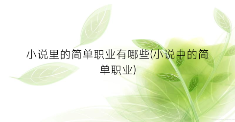小说里的简单职业有哪些(小说中的简单职业)