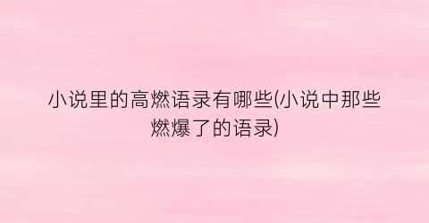 小说里的高燃语录有哪些(小说中那些燃爆了的语录)