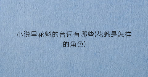 小说里花魁的台词有哪些(花魁是怎样的角色)