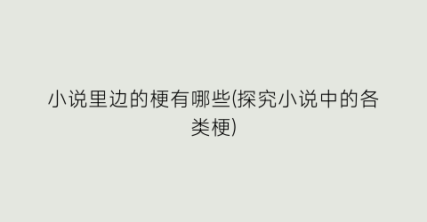 小说里边的梗有哪些(探究小说中的各类梗)