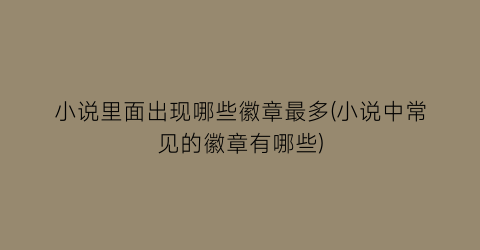 小说里面出现哪些徽章最多(小说中常见的徽章有哪些)