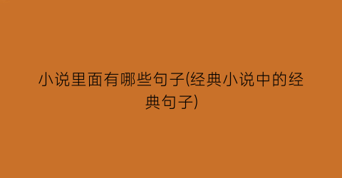 小说里面有哪些句子(经典小说中的经典句子)
