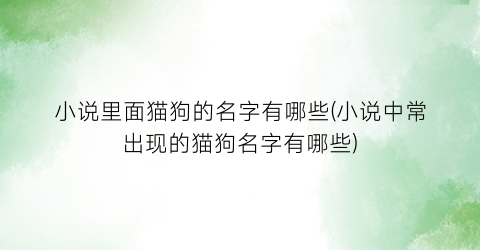 小说里面猫狗的名字有哪些(小说中常出现的猫狗名字有哪些)