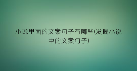 小说里面的文案句子有哪些(发掘小说中的文案句子)