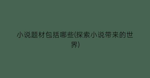 小说题材包括哪些(探索小说带来的世界)