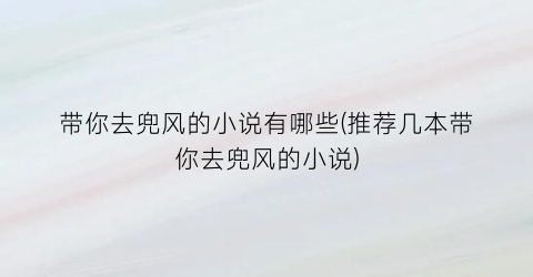 带你去兜风的小说有哪些(推荐几本带你去兜风的小说)