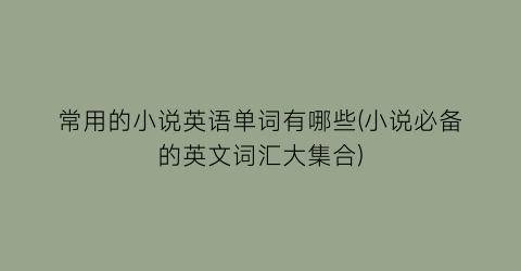 常用的小说英语单词有哪些(小说必备的英文词汇大集合)