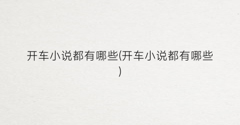 开车小说都有哪些(开车小说都有哪些)