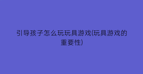 引导孩子怎么玩玩具游戏(玩具游戏的重要性)