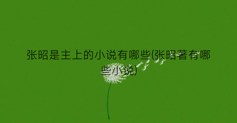 张昭是主上的小说有哪些(张昭著有哪些小说)
