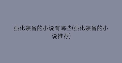 强化装备的小说有哪些(强化装备的小说推荐)
