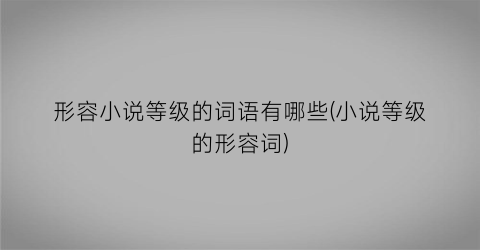 形容小说等级的词语有哪些(小说等级的形容词)