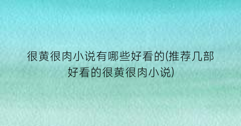 很黄很肉小说有哪些好看的(推荐几部好看的很黄很肉小说)