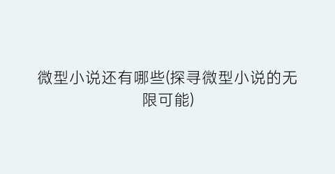 微型小说还有哪些(探寻微型小说的无限可能)