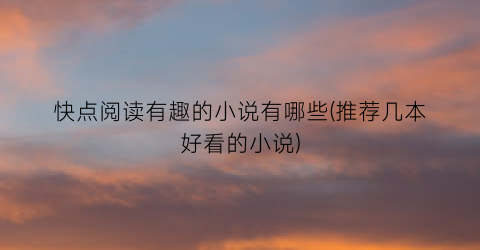 快点阅读有趣的小说有哪些(推荐几本好看的小说)