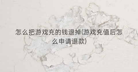 怎么把游戏充的钱退掉(游戏充值后怎么申请退款)