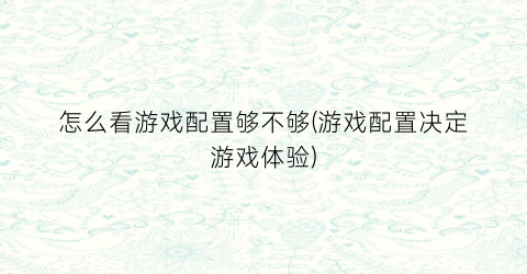 “怎么看游戏配置够不够(游戏配置决定游戏体验)