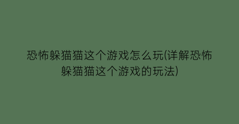 “恐怖躲猫猫这个游戏怎么玩(详解恐怖躲猫猫这个游戏的玩法)