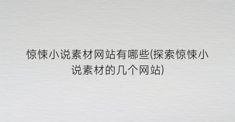 惊悚小说素材网站有哪些(探索惊悚小说素材的几个网站)