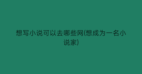 想写小说可以去哪些网(想成为一名小说家)