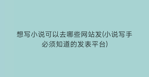 想写小说可以去哪些网站发(小说写手必须知道的发表平台)