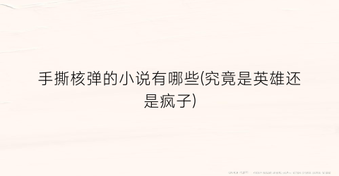 手撕核弹的小说有哪些(究竟是英雄还是疯子)