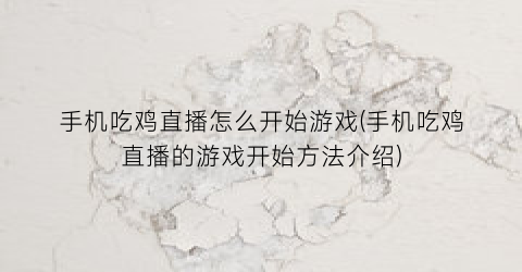 “手机吃鸡直播怎么开始游戏(手机吃鸡直播的游戏开始方法介绍)