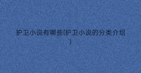 护卫小说有哪些(护卫小说的分类介绍)