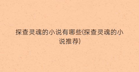 探查灵魂的小说有哪些(探查灵魂的小说推荐)